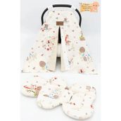 mordesign Ortopedik Puset Minderi, Örtü ve Çarşaf 3' Lü Set, Askı Stil, Animal Serisi - Krem Rengi - 0 - 13 kg