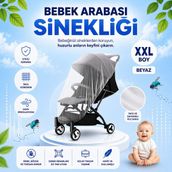 Morpheus Home Beyaz Bebek Arabası Sinekliği Bebek Cibinlik Tüm Bebek Arabası & Puset Modellerine Uygun, Lastikli XXL Cibinlik