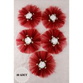 Mortex Bordo Tohumlu Çiçekli Bohça Süsü 10'Lu Çeyiz, Düğün, Nikah, Nişan, Konvoy, Sünnet, Kına
