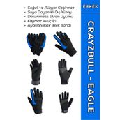 MOTOKIT Crazybull Eagle Mavi / Suya ve Rüzgara Dayanıklı Kışlık Erkek Motosiklet Eldiveni + BUFF HEDİYELİ
