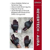 MOTOKIT Revertech Aura Kırmızı - Dokunmatik Ekran Uyumlu Erkek Motosiklet Eldiveni + BUFF HEDİYELİ