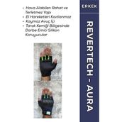 Motokit Revertech Aura Lacivert - Neon 2XL / Yarım Parmak - Kaymaz Avuç Içi Motosiklet Eldiveni (Erkek)