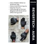 MOTOKIT Revertech Aura Siyah - Dokunmatik Ekran Uyumlu Erkek Motosiklet Eldiveni + BUFF HEDİYELİ