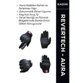 MOTOKIT Revertech Aura Siyah - Dokunmatik Ekran Uyumlu Kadın Motosiklet Eldiveni + BUFF HEDİYELİ