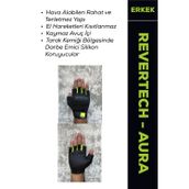 MOTOKIT Revertech Aura Siyah - Neon / Yarım Parmak - Kaymaz Avuç İçi Özellikli Motosiklet Eldiveni (Erkek)