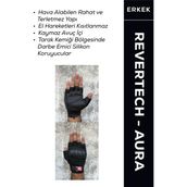 Motokit Revertech Aura Siyah / Yarım Parmak S - Kaymaz Avuç Içi Özellikli Motosiklet Eldiveni (Erkek)