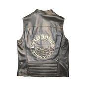 Motorcu Deri Motosiklet Yeleği, Siyah, Fermuarlı, Koyun Derisi (Siyah-Eskitme, 2XL)