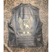 Motorcu Motosiklet Deri Yelek, Eskitme Model, Koyun Derisi, Fermuarlı (Siyah-Eskitme, 6XL)