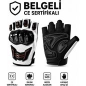MOTOSOR MOTO MARKET Korumalı Motosiklet Eldiveni Yasaya Uygun Parmaksız Eldiven Cr