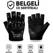 MOTOSOR MOTO MARKET Korumalı Motosiklet Eldiveni Yasaya Uygun Parmaksız Eldiven Siyah