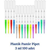 Mr. Crowley Pastor Plastik Pipet Damlalık 100 Adet 3 ml Renkli Sıvı Aktarım