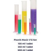 Mr. Crowley Plastik Mezür Çeşitleri Taksimatlı Ölçü Laboratuvara Uygun - 3'lü Set