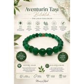 Muammer Köksal Design Aventurin Şans Taşı Bileklik 8 mm Doğal Yeşil Aventurin Taşı Kalp Çakrası Kadın Erkek Unisex Bereket Doğal Taş