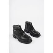 Muggo Canyon Siyah Bağcıklı Fermuarlı İçi Kürklü Kışlık Erkek Bot