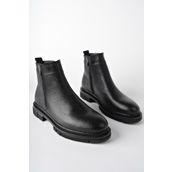 Muggo Chelsea Siyah Hakiki Deri Çift Fermuarlı Kışlık Erkek Bot