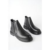 Muggo İcardi Siyah Deri Fermuarlı İçi Kürklü Eva Taban Kışlık Erkek Bot