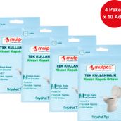Mulpex Tek Kullanımlık Suda Çözünür Klozet Kapak Örtüsü - 4 x 10 lu Paket | Hijyenik ve Pratik Seyahat Aksesuarı