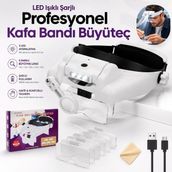 Multizone LED Işıklı Profesyonel Kafa Bandı Büyüteç Gözlük MG82000MC Ayarlanabilir Şarjlı Çoklu Lens
