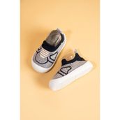 Mumenim Docol Çocuk Bebek Esnek, Rahat Ortopedik Taban Gri Siyah Günlük Ilk Adım Ayakkabısı Sneaker