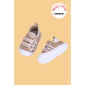 Mumenim Wisil Çocuk Bebek Cırt Cırtlı Esnek Yumuşak Barefoot Taban Bej İlk Adım Ayakkabısı