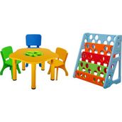 Mupark Çocuk Aktivite Masası - Renkli Sandalyeler ve Renkli Kitaplık - Büyük Masa Set - Anaokulu - Kreş - Sarı