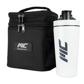 MuscleCloth 739 ml Beyaz Aromasız Paslanmaz Çelik Shaker ve Termo Siyah Çanta Seti