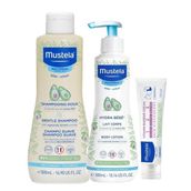 Mustela Gentle Cleansing Gel 500 ml Şampuan+Hydra Bebe 300 ml Body Lotion+100 ml Pişik Kremi Seti