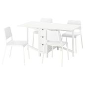 Mutfak masası takımı, beyaz, 4 sandalyeli, katlanabilir