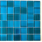 Mutfak Tezgah Arası, Banyo, Havuz, Sauna, Spa ve Iç ve Dış Dekorasyonda Tüm Yüzeyler Için, 48X48 mm ve Turkuaz-Mavi, 30X30 cm. Fileli Kristal Cam Mozaik. ( 11 File Karo = 1 M2 Fiyatıdır ) - Cam ölçüsü: 48x48x6mm - File ölçüsü: 30x30cm.