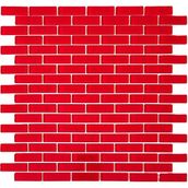 Mutfak Tezgah Arası, Havuz, Banyo, Sauna, Spa, Iç ve Dış Dekorasyonda Tüm Yüzeyler Için, 15X48MM. Kırmızı, 30X30CM. Fileli Kristal Cam Mozaik. (11 File Karo = 1 M2 Fiyatıdır )