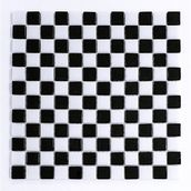 Mutfak Tezgah Arası, Havuz, Banyo, Sauna, Spa, Iç ve Dış Dekorasyonda Tüm Yüzeyler Için, 25X25MM. Beşiktaş 31.5X31.5CM. Fileli Cam Mozaik. (10 File Karo = 1 M2 Fiyatıdır ) - Beyaz - Siyah
