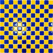 Mutfak Tezgah Arası, Havuz, Banyo, Sauna, Spa, Iç ve Dış Dekorasyonda Tüm Yüzeyler Için, 25X25MM. Fenerbahçe 31.5X31.5CM. Fileli Cam Mozaik. (10 File Karo = 1 M2 Fiyatıdır ) - Renkli