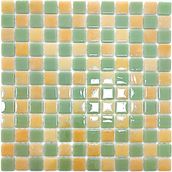 Mutfak Tezgah Arası, Havuz, Banyo, Sauna, Spa, Iç ve Dış Dekorasyonda Tüm Yüzeyler Için, 25X25MM. M.yeşili-Püskürtme Sarı Damalı, 31.5X31.5CM. Fileli Cam Mozaik. (10 File Karo = 1 M2 Fiyatıdır ) - Mozaik ölçüleri: 25x25mm. - File Karo ölçüsü: 31,5x31,5cm.
