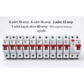 Mutlusan 16 Lı Sigorta Kutusu Için Hazır Sigorta SETI/10A-16A-32+40A Kaçak Akım/ - SİGORTA