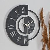 Muyika MYK1199 Ruota Metal Siyah 50x50 cm Duvar Saati