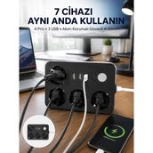 My Best Store 3 USB Çıkışlı 4’lü Akıllı Priz 2500W 2 Metre Kablo