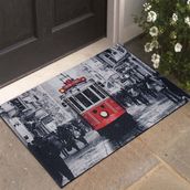 My Floor Aksim Tramvay Baskılı Çift Taraflı Kauçuk Kapı Önü Paspası - 45 x 70 cm - Renkli