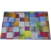 My Floor Cubes Baskılı Çift Taraflı Kauçuk Kapı Önü Paspası - 45 x 70 cm - Renkli