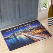 My Floor Keep Calm And Travel On Yazılı Çift Taraflı Kauçuk Kapı Önü Paspası - 45 x 70 cm - Renkli