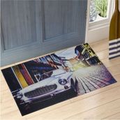 My Floor Old City Baskılı Çift Taraflı Kauçuk Kapı Önü Paspası - 45 x 70 cm - Renkli