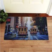 My Floor Tavus Kuşu Tüyü Baskılı Çift Taraflı Kauçuk Kapı Önü Paspası - 45 x 70 cm - Renkli