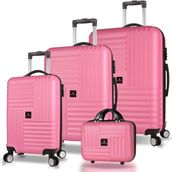 My Valice Puzzle Pembe ABS Kabin Orta Büyük ve Makyaj Boy 4'lü Travel Valiz Seti