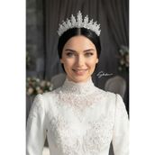 mycrown34 7cm Yüksekliğinde Zarif Gelin Tacı PrensesTacı Şık Tasarımlı Kristal Boncuklu Taç