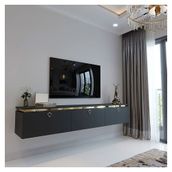 Myniture Home & Living G6117-4 Duvara Monte Gold Üçgen Kulp Antrasit Tv Ünitesi