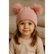 MYZİ STORE Çocuk Bebek Çift Ponponlu Kışlık Triko Bere – Kız Çocuk Şapka (1-7 Yaş)