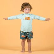 Nabaiji Bebek UV Korumalı Uzun Kollu Tişört - Araba Baskılı - 2 - 3 Yaş - Yeşil