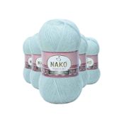 Nako 10471 Saraylı Mint 5 Adet Angora Lüks El Örgü İpi
