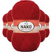 Nako 1175 Süper İnci 5 Adet 100 gr Koyu Kırmızı El Örgü İpi