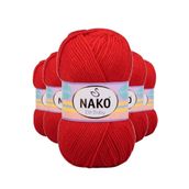 Nako 207 5 Adet Alev Kırmızı Elite Baby El Örgü İpi Tüylenmeyen Bebek Yünü