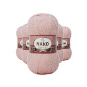 Nako 21356 Powder 5 Adet Angora Lüks El Örgü İpi